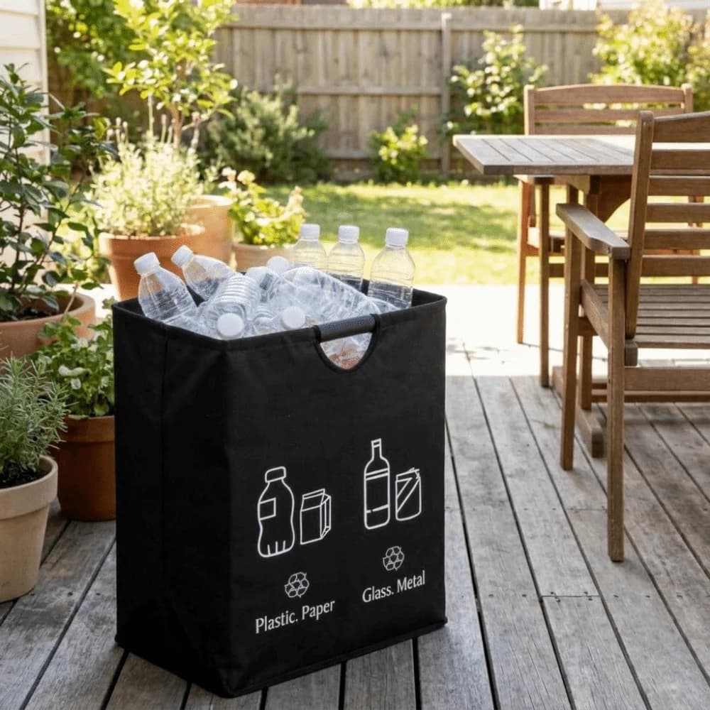 Large Capacity Empty Bottle Storage Basket With Handle Folding Design Waste Trash Sorting Organizer Durable Portable