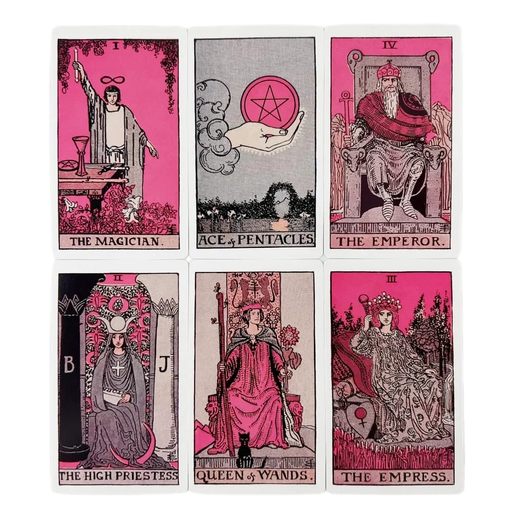 Carte dei Tarocchi Pink Rider per Principianti, Mazzo da 78 Carte, Edizione Divinazione in Inglese, Gioco da Tavolo
