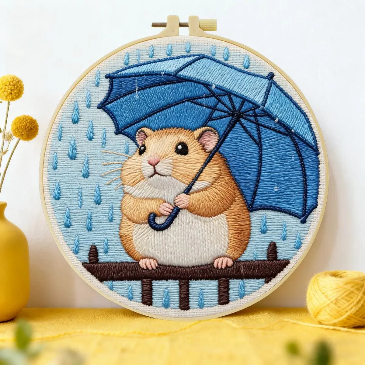 1pc 20X20CM/15X15CM 7.87/6.3inch Hamster Embroidery Starter Kit DIY Kit DIY Embroidery Kit Manualidades Sewing Art Home Decor