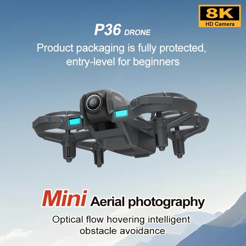 Nuovo Drone RC P36 con FPV da 2.4”, Drone da Corsa con Volo Stazionario a Flusso Ottico, Evitamento Ostacoli e Telecamera HD, Quadricottero Aereo Giocattolo