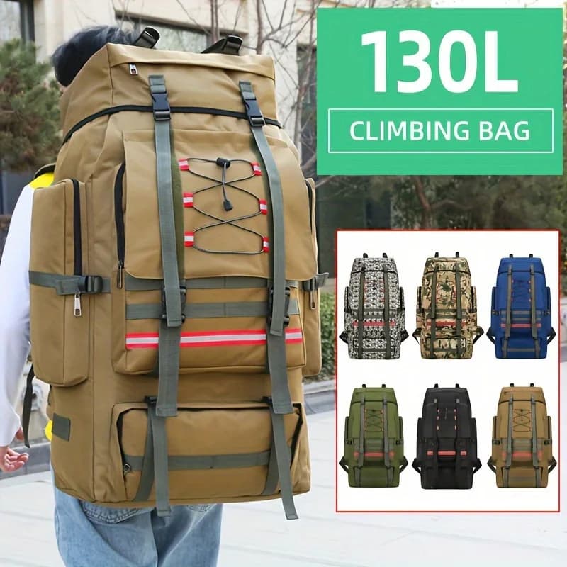 130L Large Capacity MOLLE Hiking Camping Backpack Men Outdoor Trekking Travel Sports Luggage Rucksack