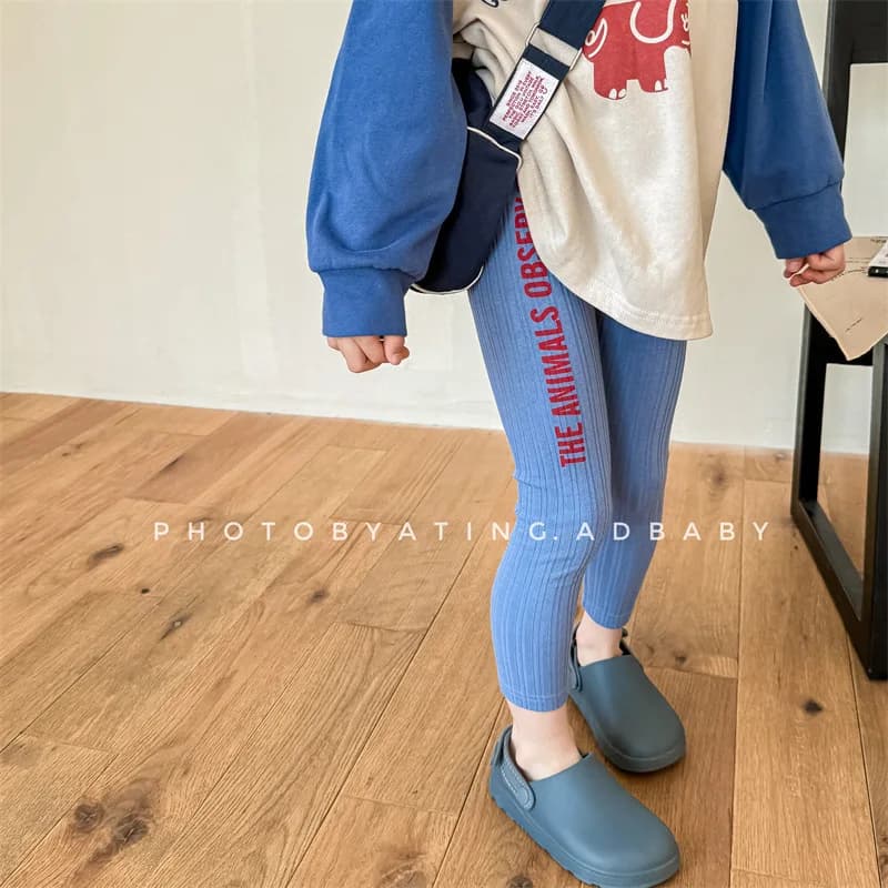 2026 Spring New Children Trousers Baby Girl Letter Print Ribbed Leggings Cotton Toddler Versatile Casual Pants Kids Clothes