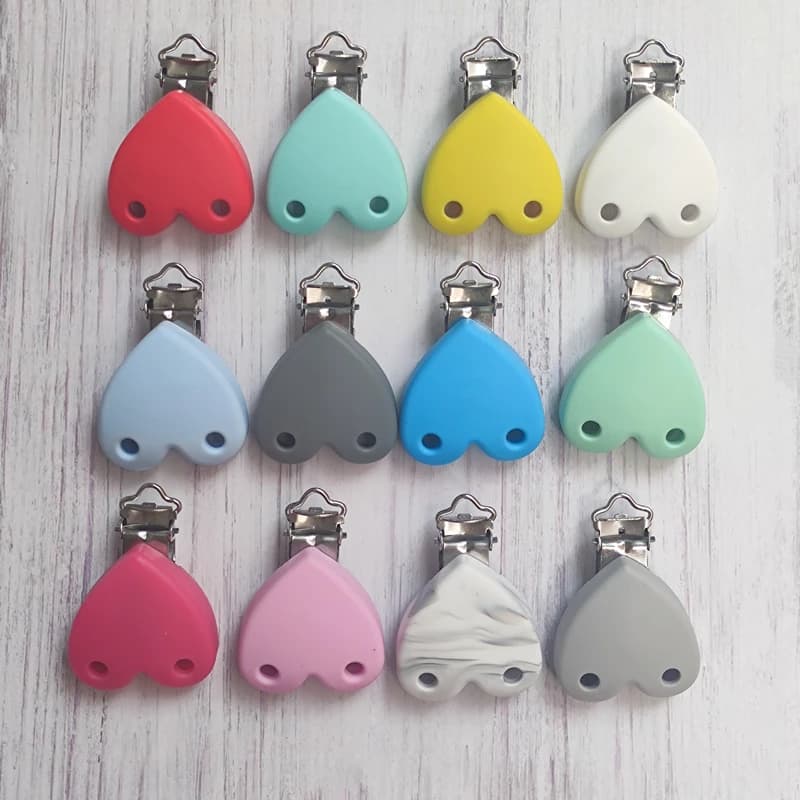 10/50pcs Silicone Cuore Ciuccio Pinze FAI DA TE Dentizione Del Bambino Massaggiagengive Collana di Perline Strumento Infermieri Regalo Tettarelle Da Biberon Catena Accessori