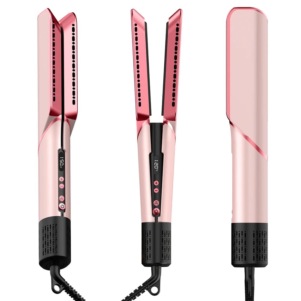 Professional hair plate 2 IN 1 with air flow Hair dryer with negative ion iron for wet and dry air styling
