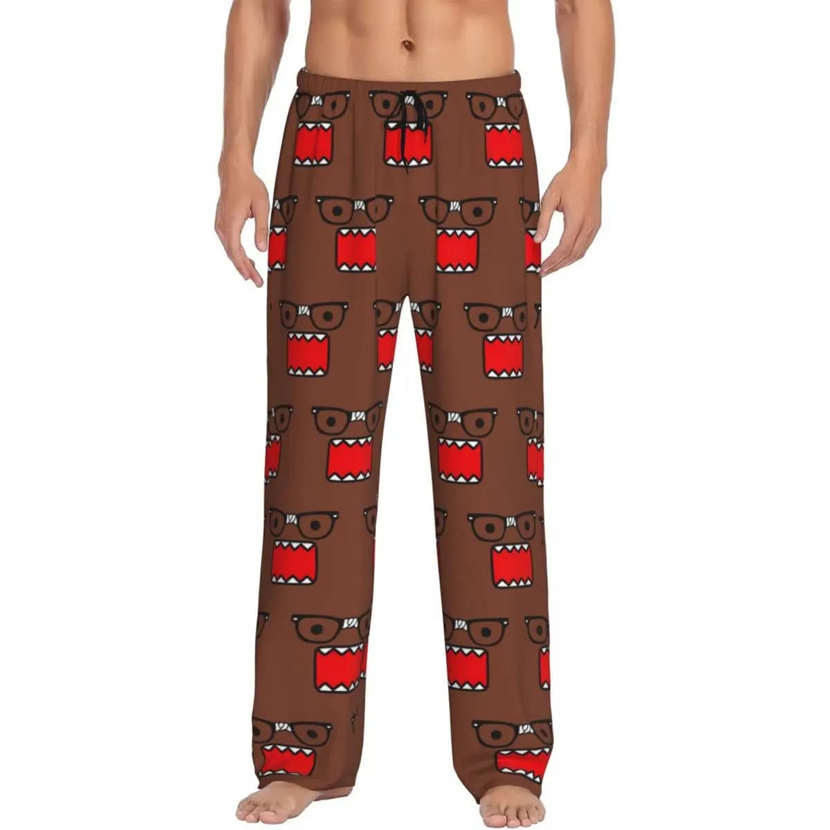 Pantaloni pigiama Domo Kun da uomo con stampa personalizzata Pantaloni da notte per indumenti da notte anime con tasche
