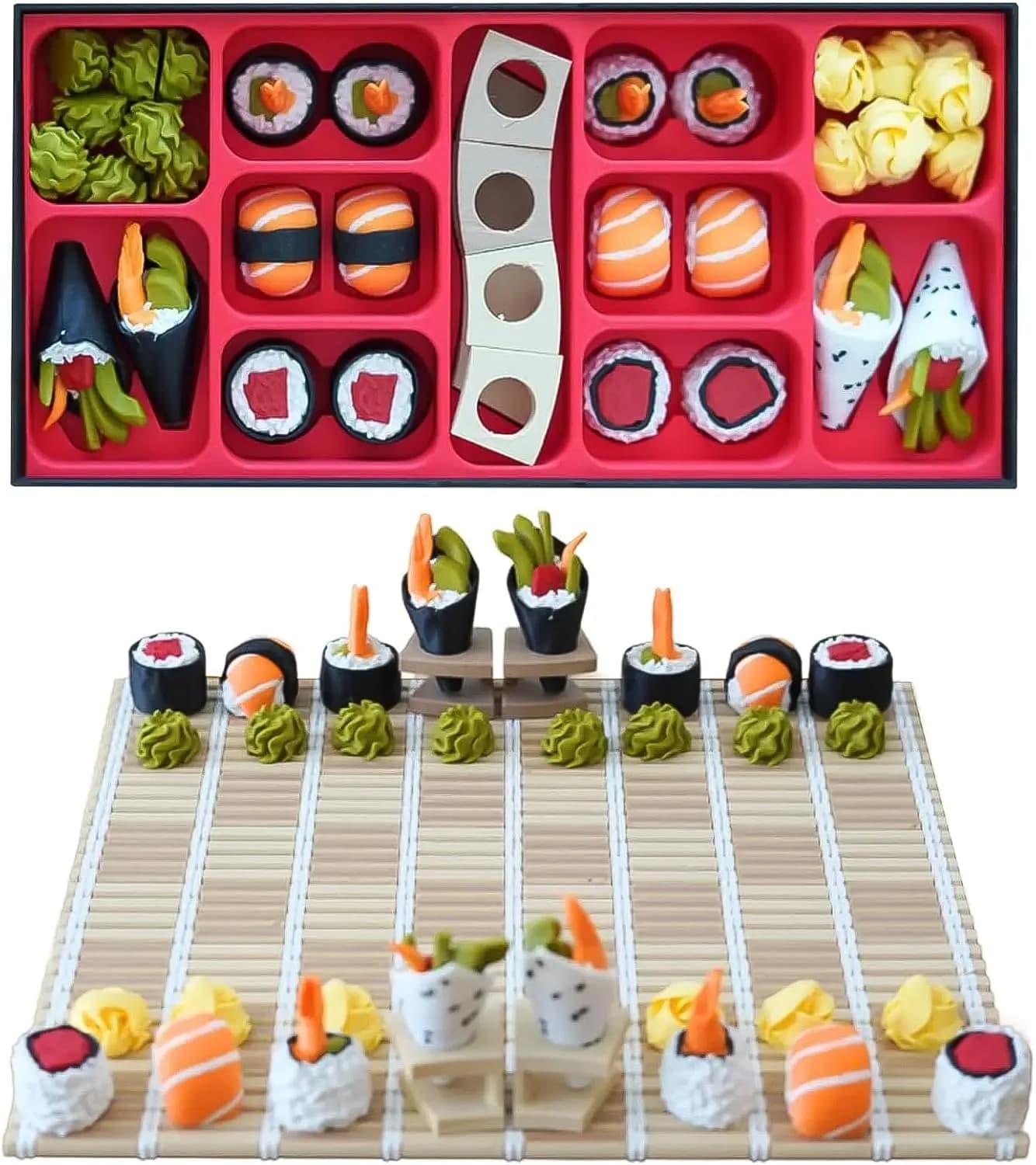 Set di scacchi per sushi - Gioco da tavolo a tema sushi stampato in 3D con tavola pieghevole