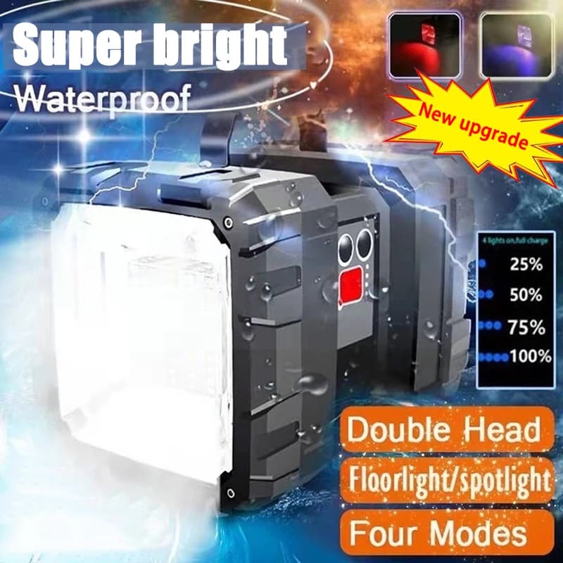 Super Bright XHP100 LED USB ricaricabile a doppia testa proiettore torcia portatile faretto da lavoro luce Floodling