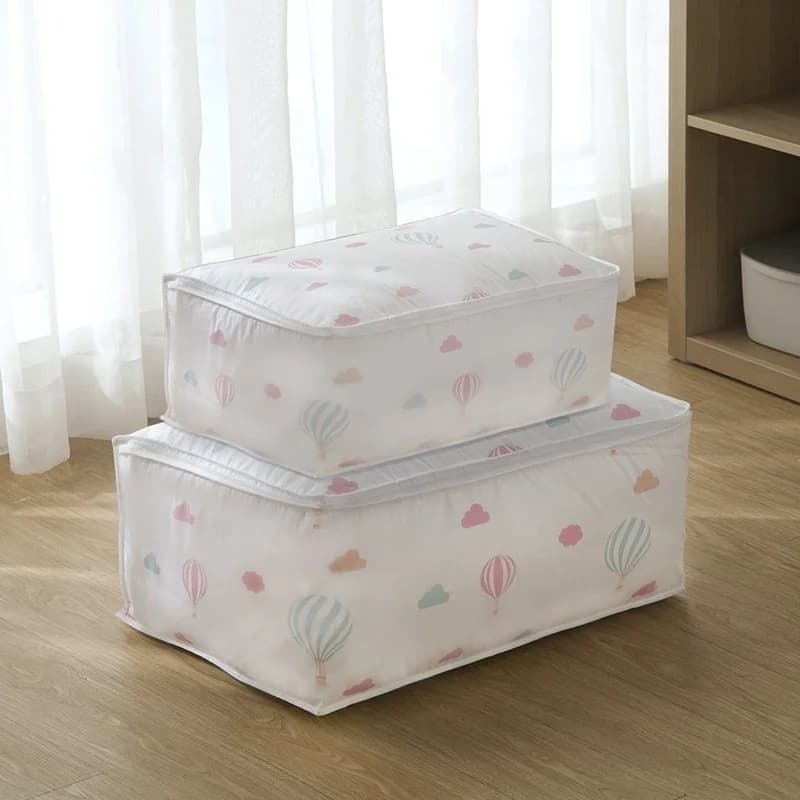 Vendita calda Borsa portaoggetti pieghevole per trapunta Stampa di piume Vestiti per la casa Trapunta Cuscino Coperta Borsa portaoggetti Bagagli da viaggio Borsa organizzatore 1pz