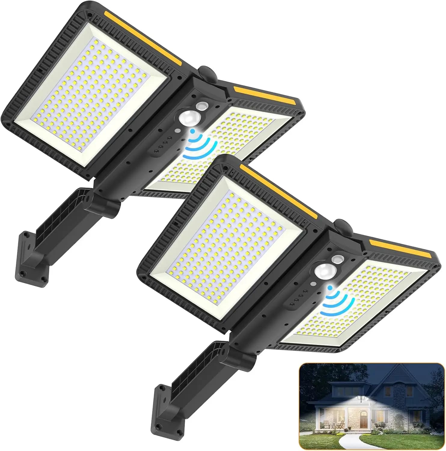 Luci Solari da Esterno con Sensore di Movimento, Luminosità 6000LM, Impermeabili IP65, 5 Modalità per Giardino e Strada