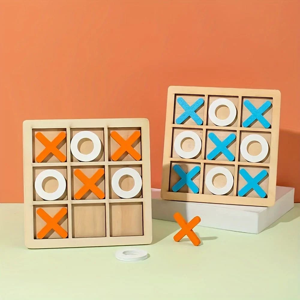 Set di Scacchi Tradizionale in Legno - Gioco Puzzle XO a Doppio Gioco per Interazione Genitore-Figlio, Adatto a Bambini e Adulti