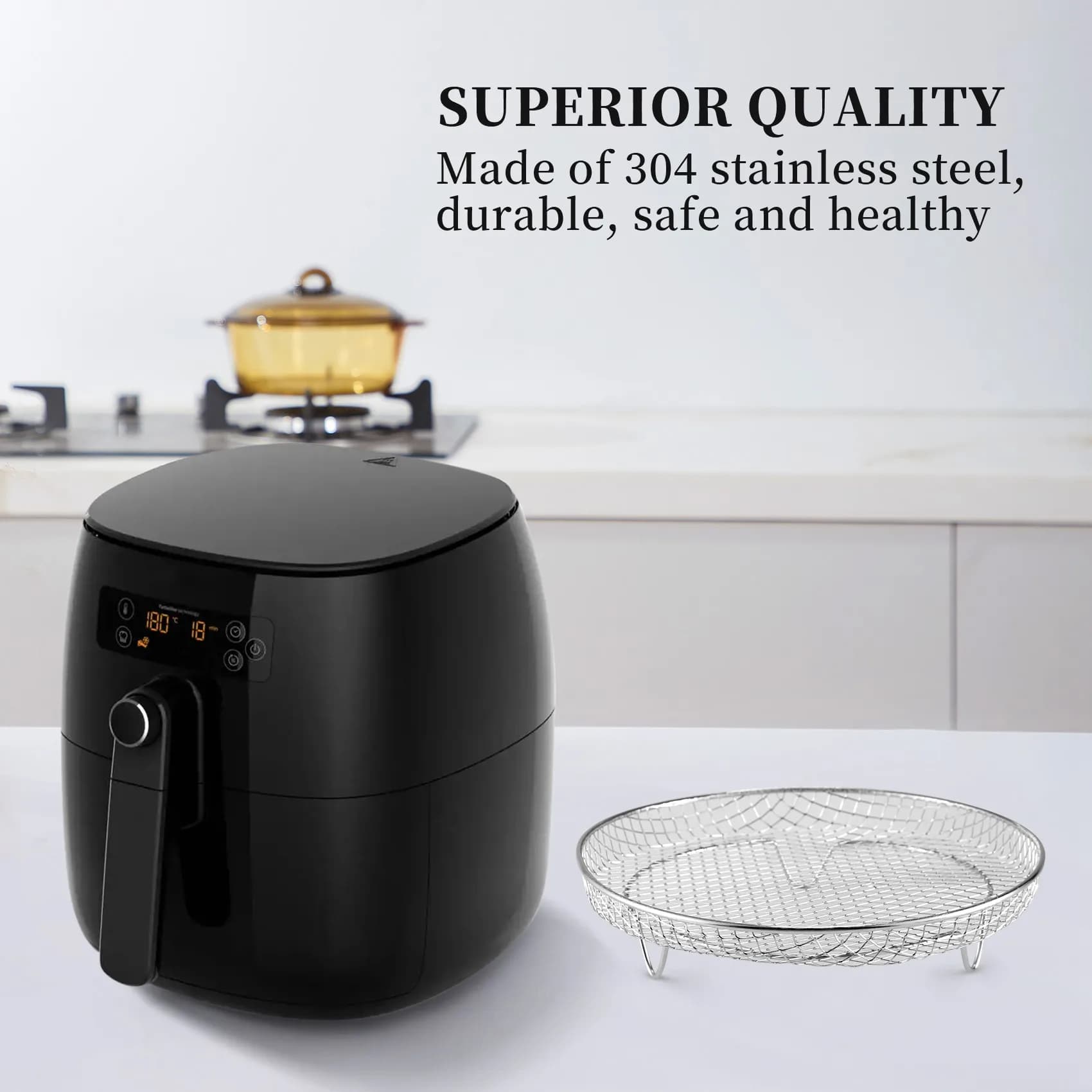 B03C-Air Fryer Three stackable dehydrator racks for Gowise Ninja Stainless Steel Air Frying Grid suitable for all 4.2 - 5.8QT
