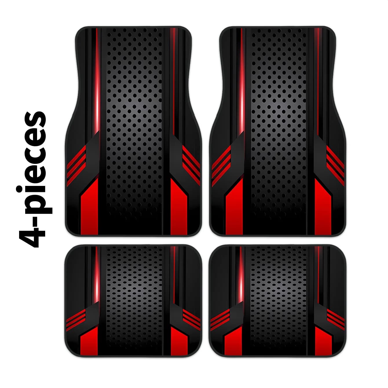 2D, 4pcs Set Of Tech-style Panel Pattern Trendy Car Floor Mats, Suitable For All Seasons, Fashionable And Durable, Easy To Clean