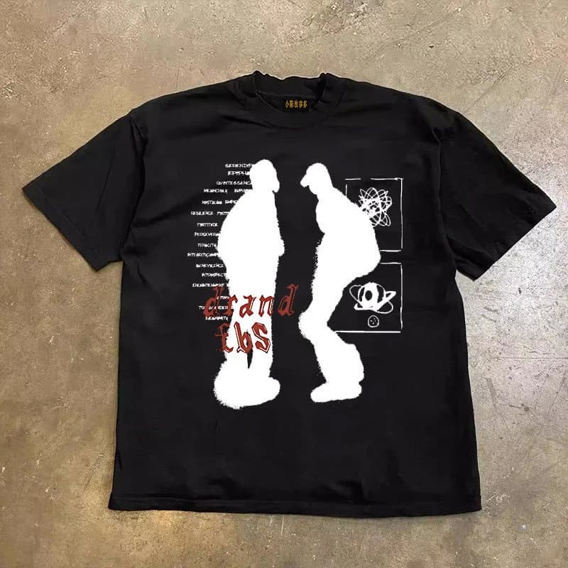 Pure Cotton Short Sleeve T-Shirt Men's Loose Fit American Retro Style Breathable Comfortable Printed Design Casual Wear
