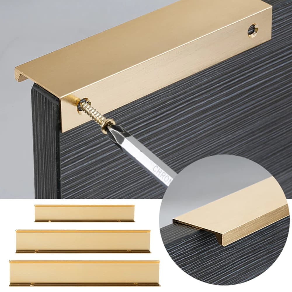 1Pc nero bianco oro armadio nascosto tira in lega di alluminio armadio da cucina maniglia manopole cassetto maniglia mobili Hardware camera da letto