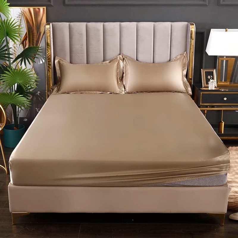Lenzuolo con angoli elastici in raso alla moda senza federe Fasce elastiche per coprimaterasso King Size 200 * 220 Copriletto Biancheria da letto