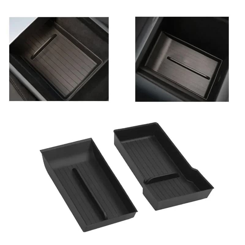 Auto TPE Console Centrale Bracciolo scatola strato inferiore Scatola di Immagazzinaggio Stivaggio Riordino Organizzatore Vassoio Pad Per Tesla Modello Y 2025