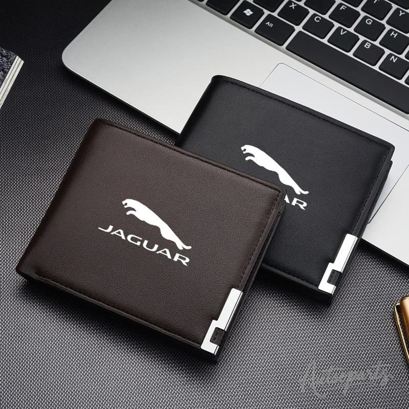 Leather Car Short Men Wallet Purse With Card Holder License Accessory For Jaguar XF F-pace I-pace XK XE XJ E-pace JS-Racing SV