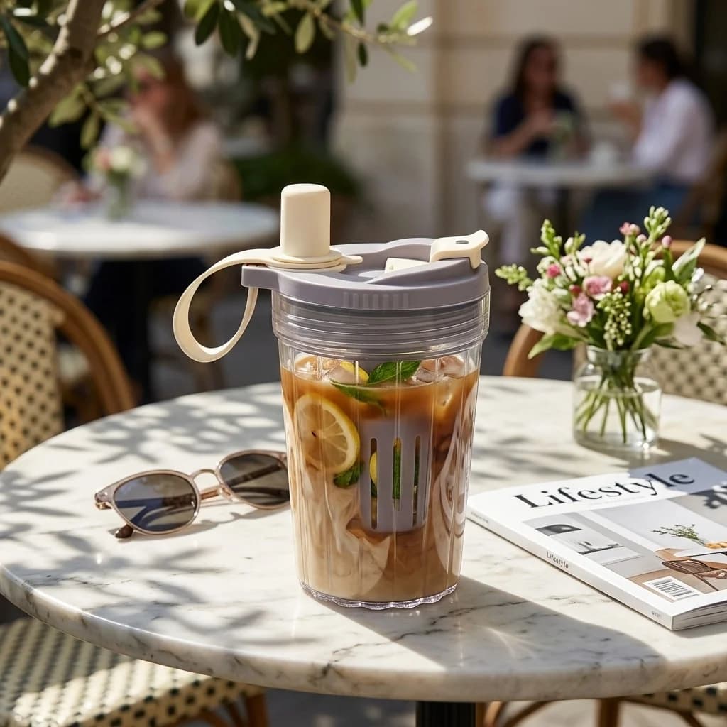 Bottiglia d'acqua riutilizzabile con cannuccia e filtro, tazza sigillata per bambini e studenti, bicchiere portatile in plastica trasparente.