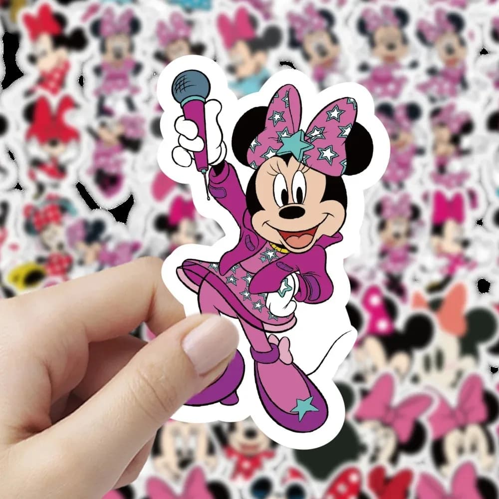 50 adesivi Disney Cartoon Minnie Mouse, adesivi carini per notebook, telefono, frigorifero, adesivi da parete, adesivi impermeabili per graffiti, scrapbooking