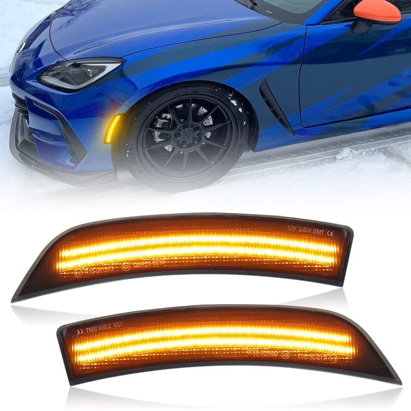 2 pezzi per Toyota GR86 ZN8 Subaru BRZ ZD8 2022-2024 lente affumicata ambra LED paraurti anteriore indicatore laterale luce