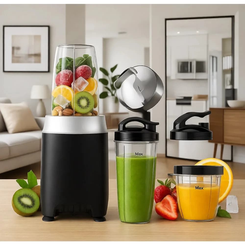 Frullatore Personale da 11 Pezzi 900W per Frullati/Shake/Pappa, 3 Bicchieri da Asporto Senza BPA e Guida alle Ricette