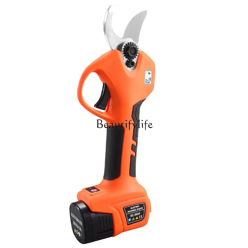 Orange Electric Pruning Shears Rechargeable Shears for Portable Garden Brakes
