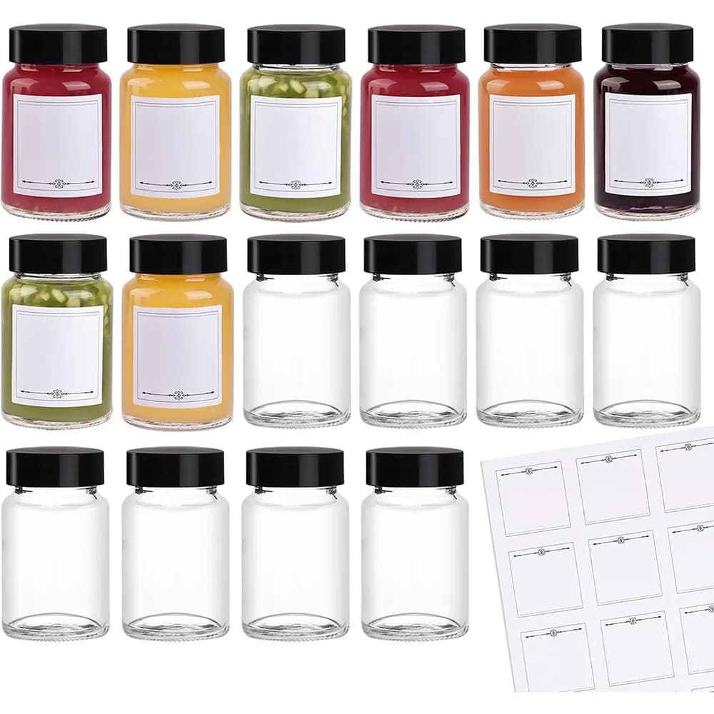 Confezione da 6/12 bottiglie di vetro da 2 once bocca larga bottiglie di vetro piccole da 60 ml per zenzero, Mini barattoli trasparenti da viaggio a tenuta stagna