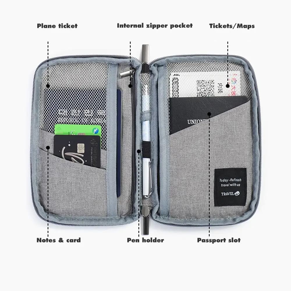 Travel Accessories Travel Wallet Ticket Holder OX Cloth Family Passport Holder Passport Protective Cover Zipper Document Case