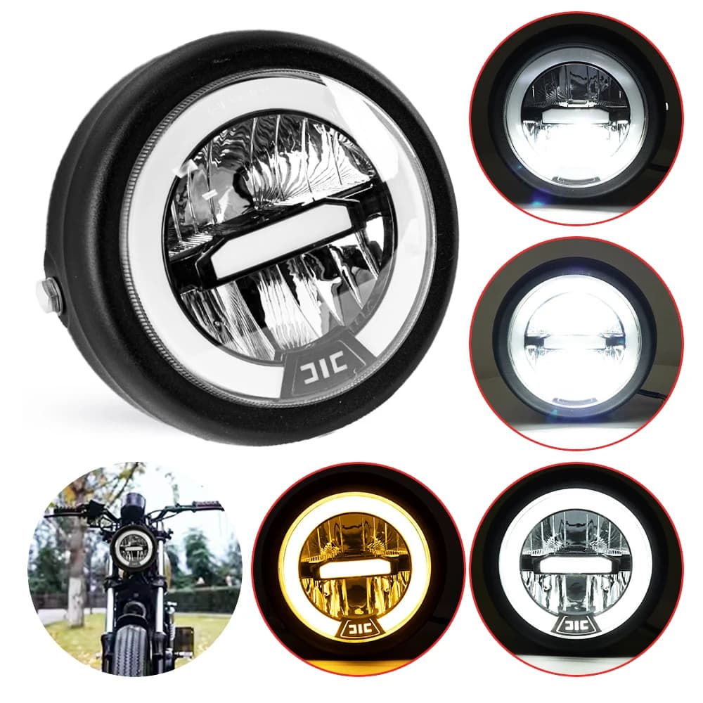 Faro principale per moto Faro rotondo universale da 6,5 pollici per Harley Sportster Cafe Racer per Honda per Suzuki Custom
