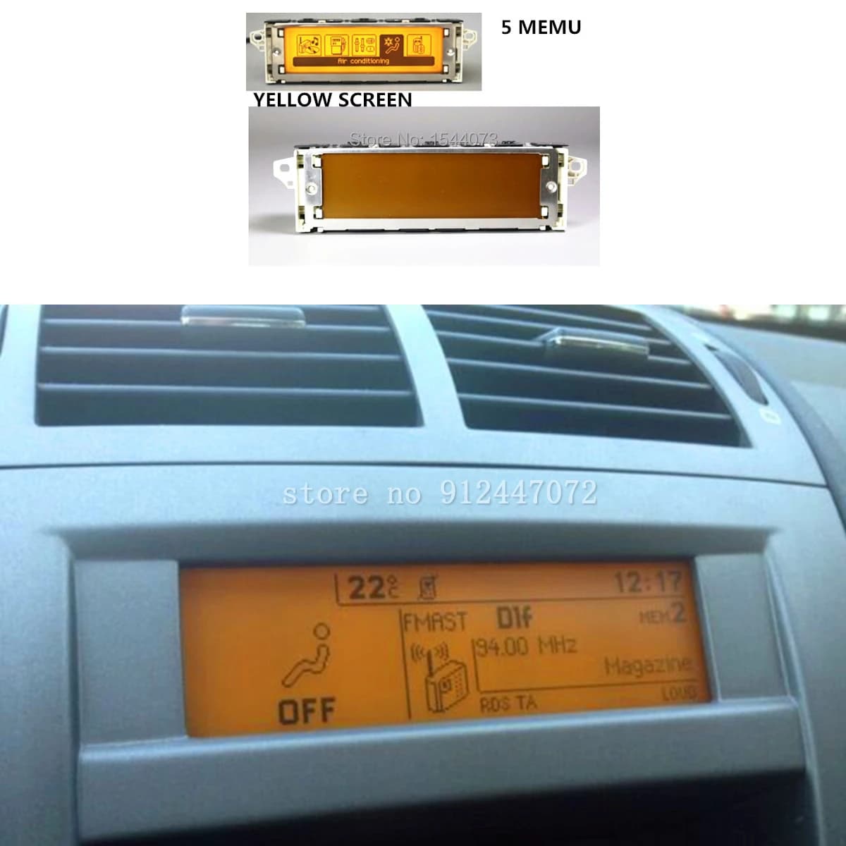 5 Menu supporto schermo giallo USB Bluetooth Display aria condizionata monitor 12 pin per Peugeot 307 407 408 citroen C4 C5