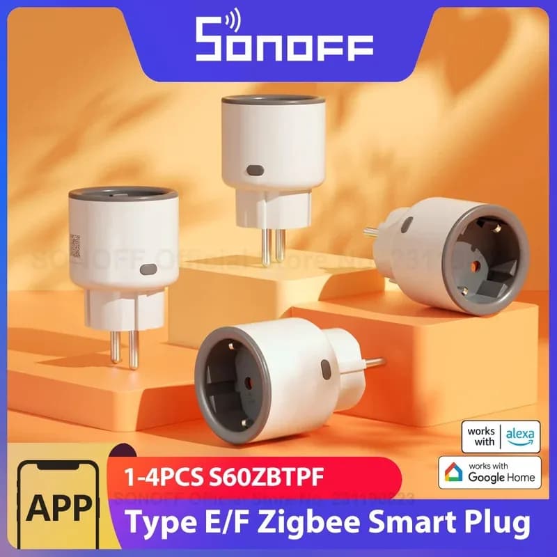 1-4 Pieces SONOFF S60ZBTPF EU 16A iPlug Intelligent Zigbee grip with Energy Monitor Compatible with Alexa and Google Home