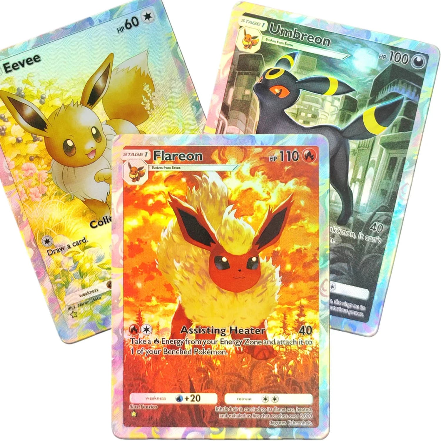 DIY English Pocket Umbreon Eevee Flareon Espeon Leafeon Glaceon Vaporeon Jolteon Game Collection Card Toy