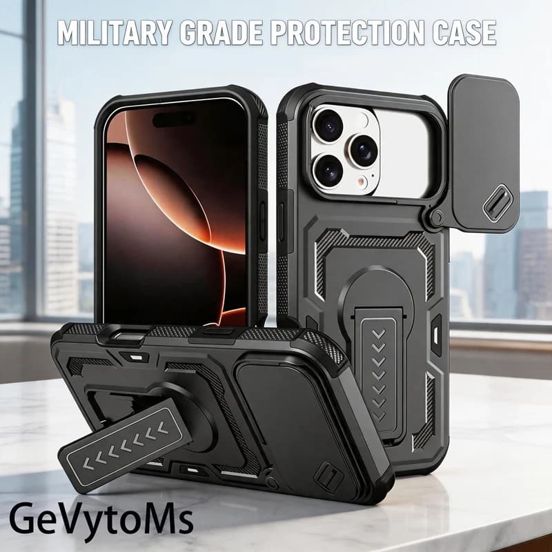 2025 Military Heavy Duty Case For iPhone 18 Pro Max 17 Air 17E 16 Pro Max 16E Camera Protect Armor Stand Cover For iPhone Cases
