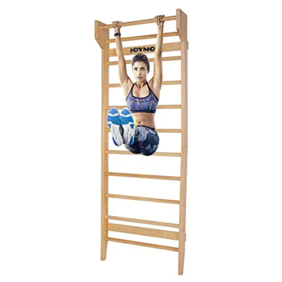 Wooden stall bar for gymnastics Multipurpose Swedish scale Wall mounted traction bar Physical therapy for stretching and various Ex