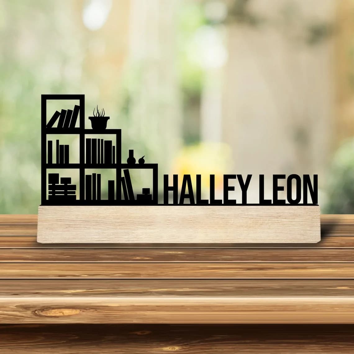 1pc Personalized Metal Artwork Custom Name With Wooden Base Gifts and Metal Decorations for Family and Friends