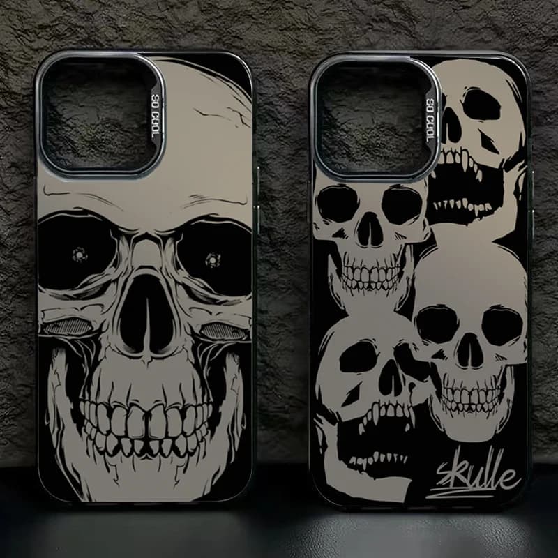Quattro modelli di teschio spettrale Cassa del telefono per IPhone 16 16E 14 13 12 11 15 Pro Max XS Max 8 7 Plus X XR Placcatura Copertura antiurto