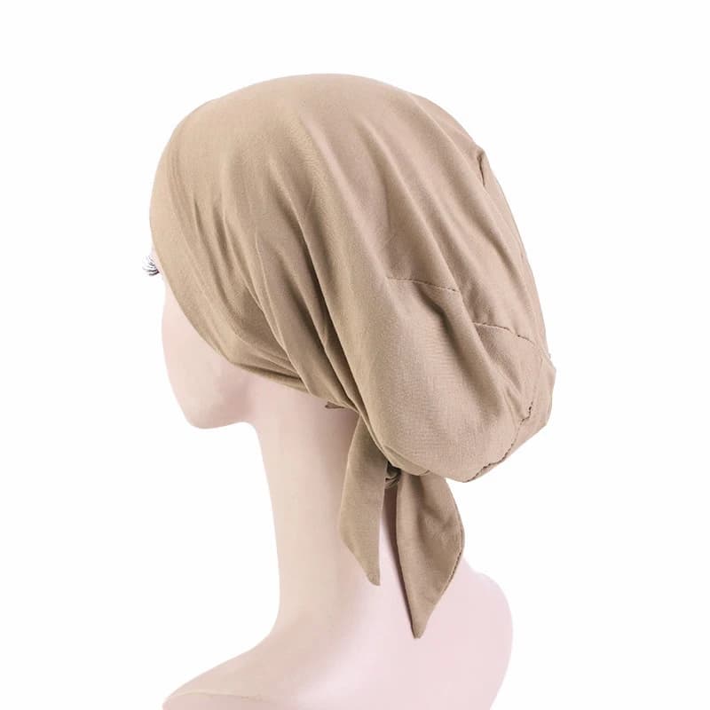 New Women Muslim Satin Hijab Cap Pre-Tied Jersey Hijab Cap Elastic Cotton Solid Color Wrap Head Scarf Stretch Turban Underscarf