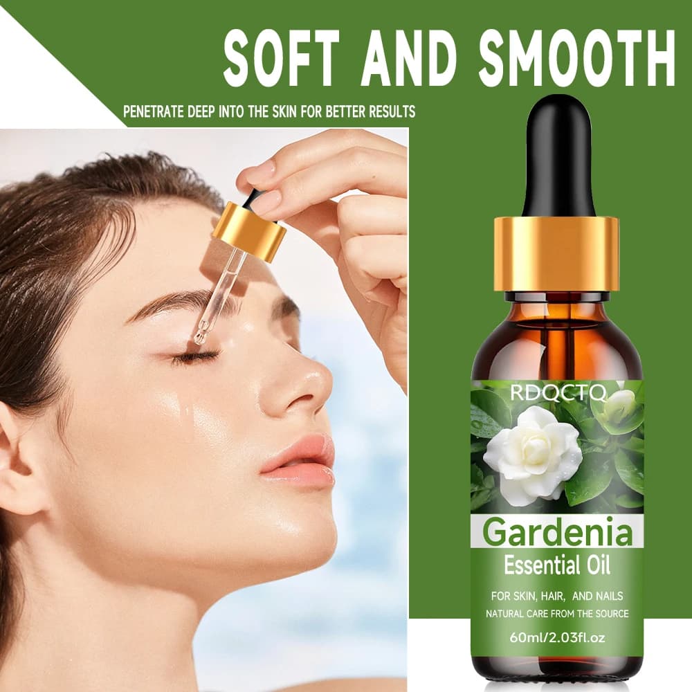 Natural Gardenia essential oil for skin, hair and nail care: pure floral moisturizing oil with dropper 40/60 ml