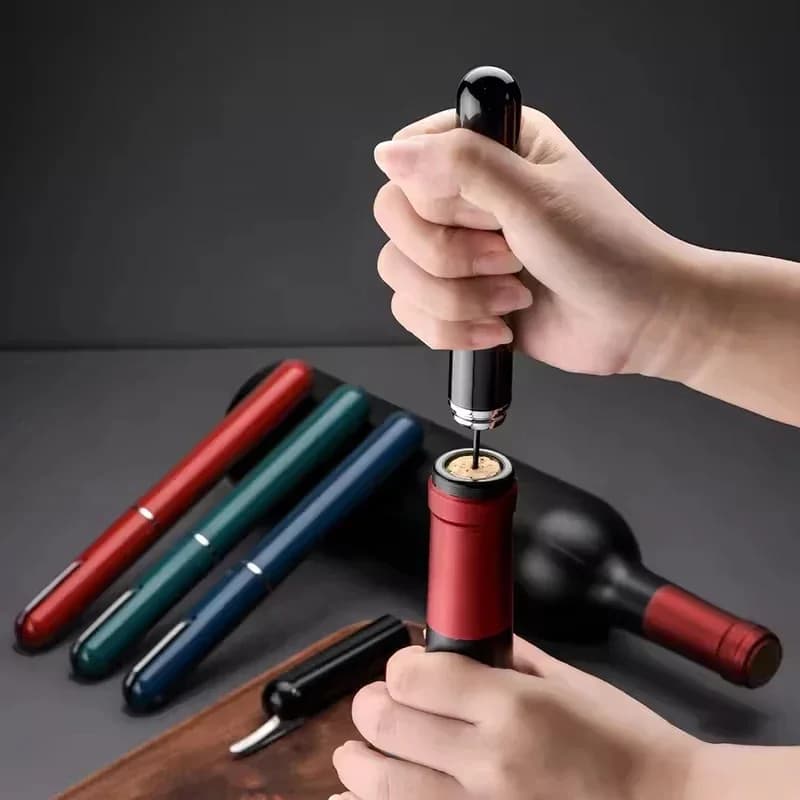 Pompa a pressione d'aria portatile in acciaio Apribottiglie per vino Forma di penna Cavatappi rapido Ago Cucina Bar Strumento per feste Kit per vino a pressione d'aria