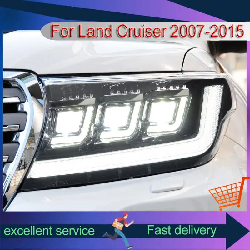 Auto per Toyota Land Cruiser 2008-2015 FJ200 LC200 fari DRL Day Run Light LED Full LED fendinebbia Head Lamp Animation Start