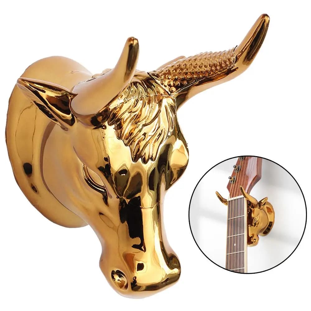 Accessori Portaoggetti per basso ukulele Porta chitarra con testa di toro Supporto per gancio montato a parete