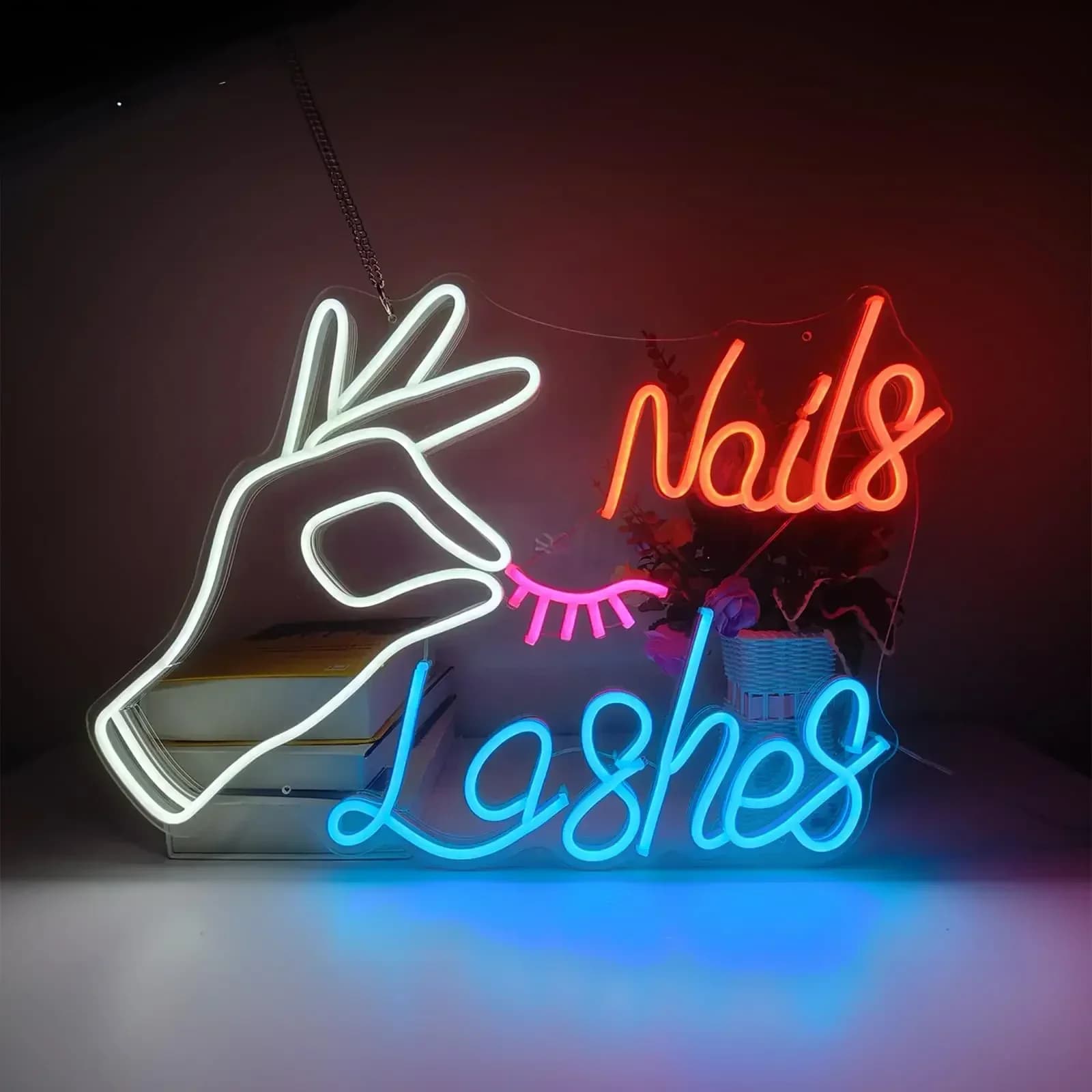 Insegna al neon per ciglia a LED per la decorazione della camera da letto, luce estetica grande unica, luce notturna con nome, insegna personalizzata per illuminazione della stanza
