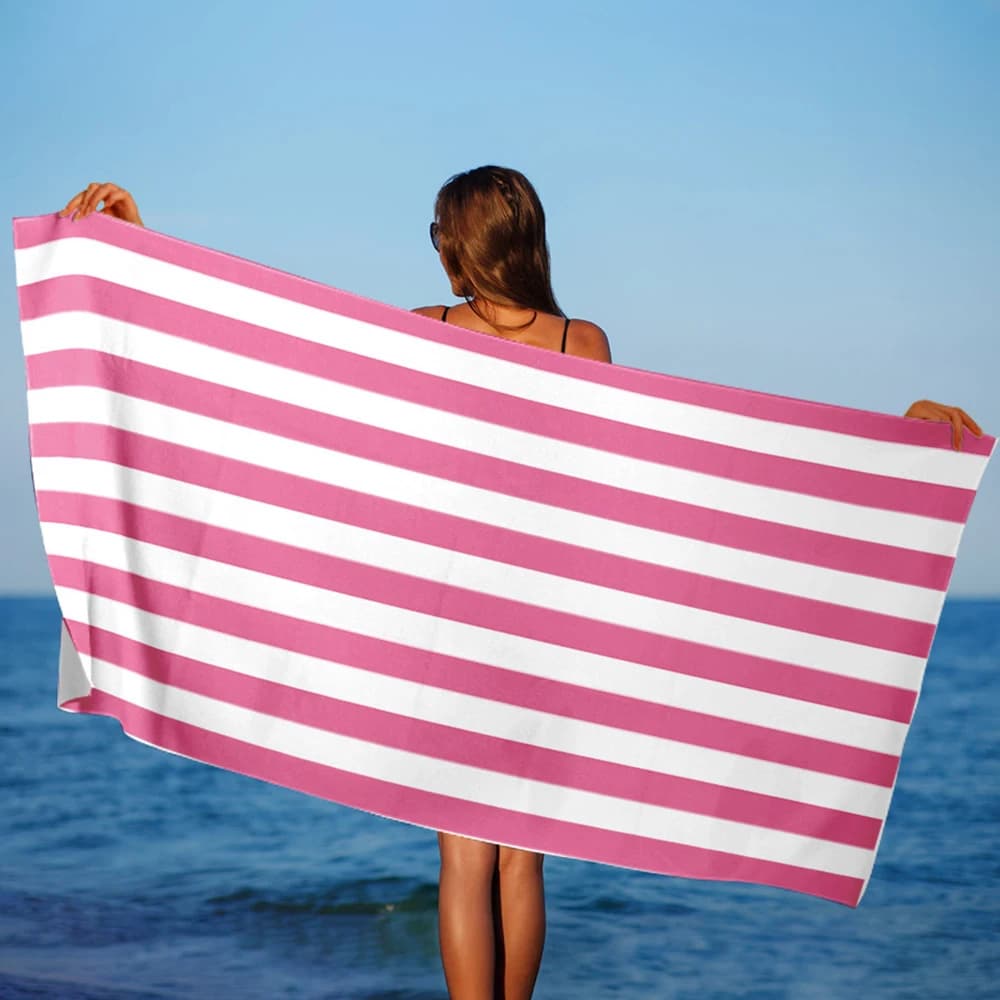 Telo Mare a Righe Rosa, Comodo e Morbido, per Piscina e Esterni, Unisex, Oversize, per Spiaggia, Viaggi, Nuoto, Bagno, Campeggio, Yoga