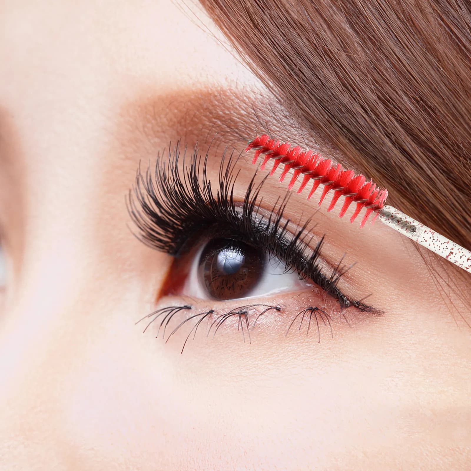 Set di 10 Pennelli Professionali per Ciglia, per Applicazione Mascara, Pettine per Ciglia e Sopracciglia, Strumento di Bellezza Portatile