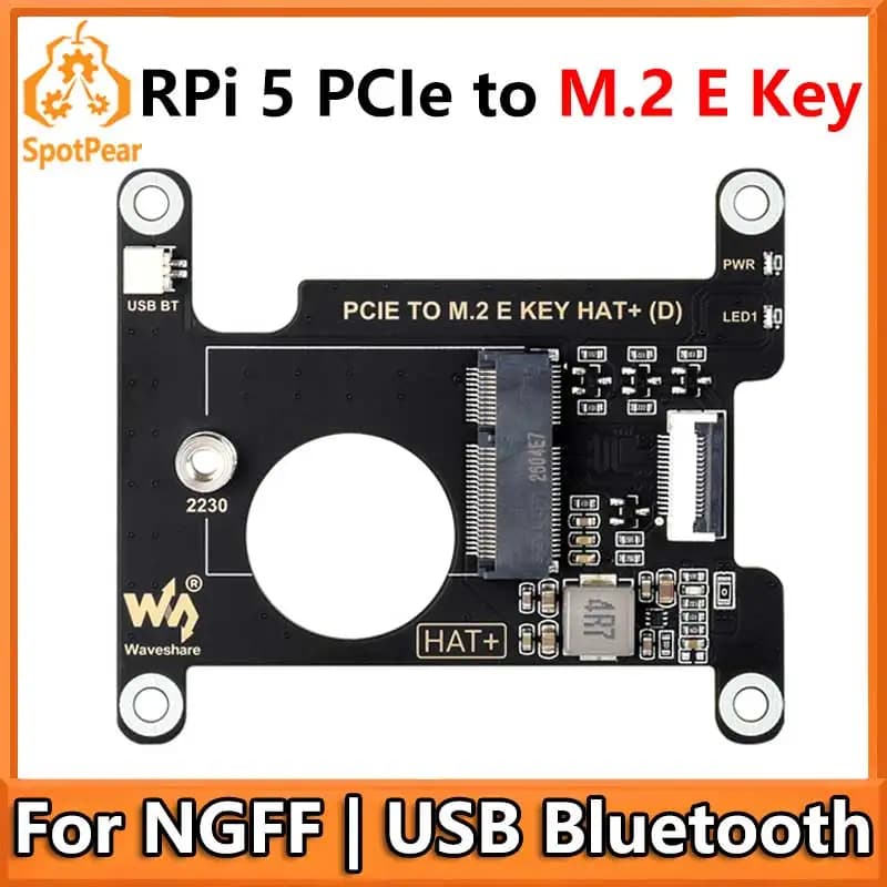 Adattatore PCIe a M.2 E KEY NGFF USB Bluetooth per Raspberry Pi 5, Compatibile con BE200/AX210/AX200/RTL8822CE