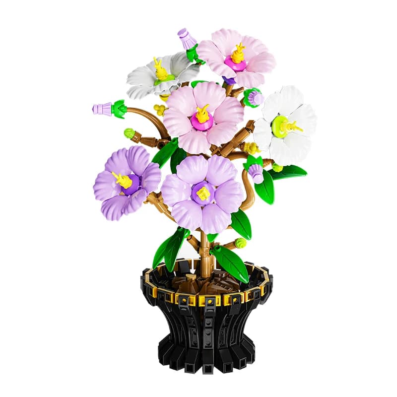 Set di Costruzioni Bonsai Hibiscus da 503 Pezzi, Decorazione per la Casa, Ornamento Creativo, Giocattolo Educativo da Assemblare, Regalo di Compleanno