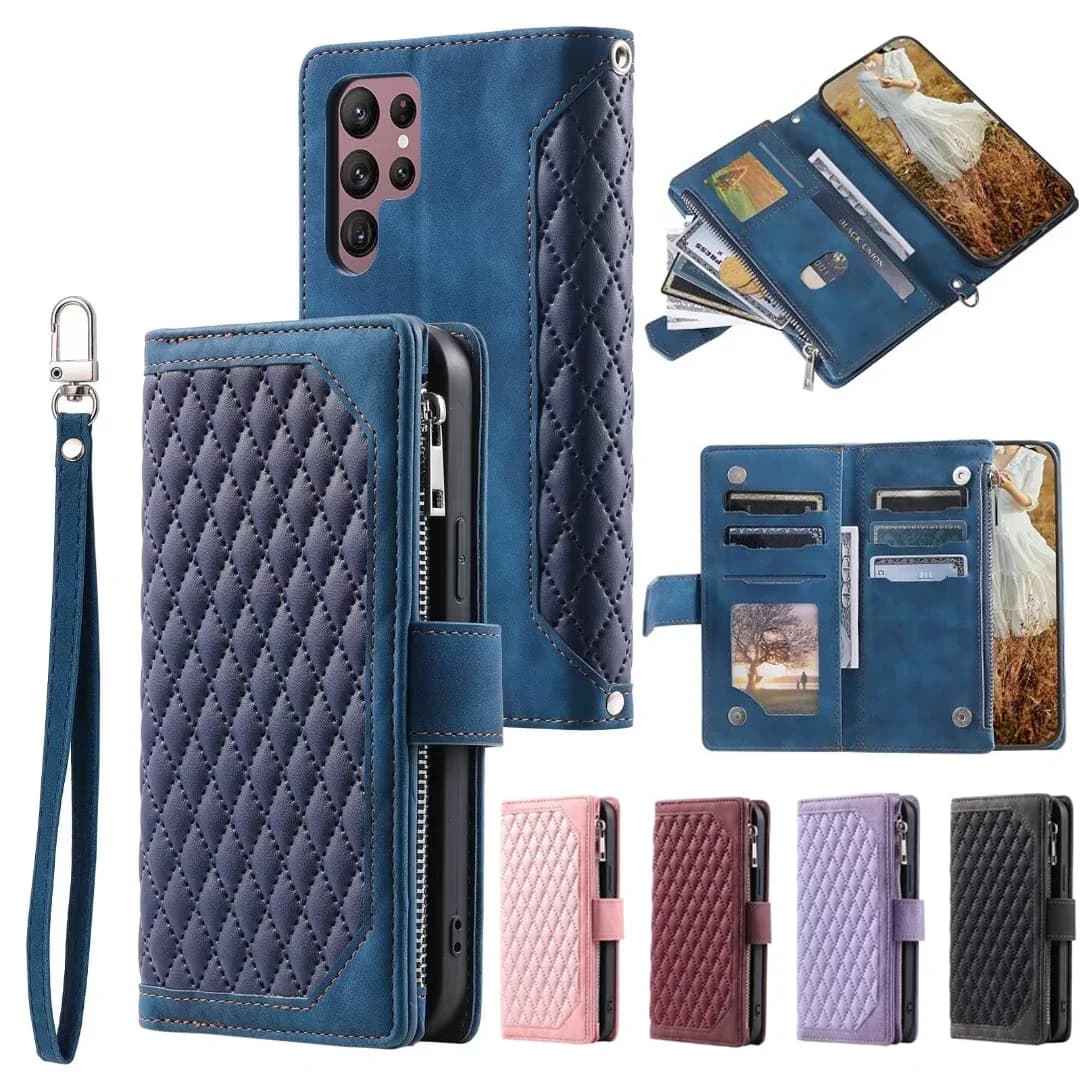 Rhombic Leather Case for Samsung Galaxy A15 A25 A35 A55 A14 A34 A54 A24 A05S A13 A23 A33 A53 A73 A52 A72 A32 A22 A12 Flip Wallet