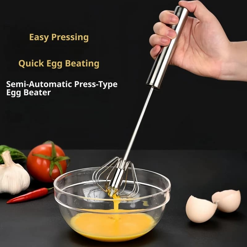 Durable Stainless Steel Egg Beater Semi-Automatic Kitchen Mixer for Easy Egg Cream Mixing Stirring And Baking