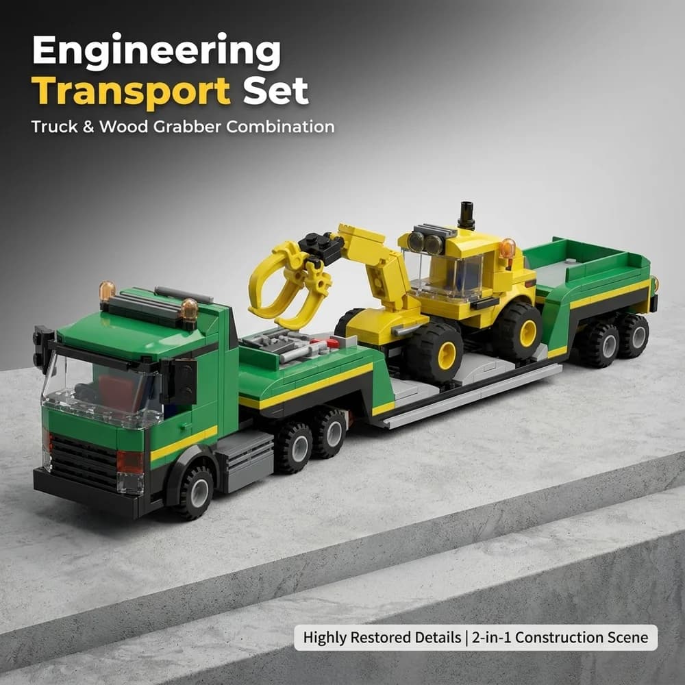 Blocchi da costruzione Hot Moc Engineering Transport Truck, 350 pezzi, giocattolo educativo da assemblare per ragazzi