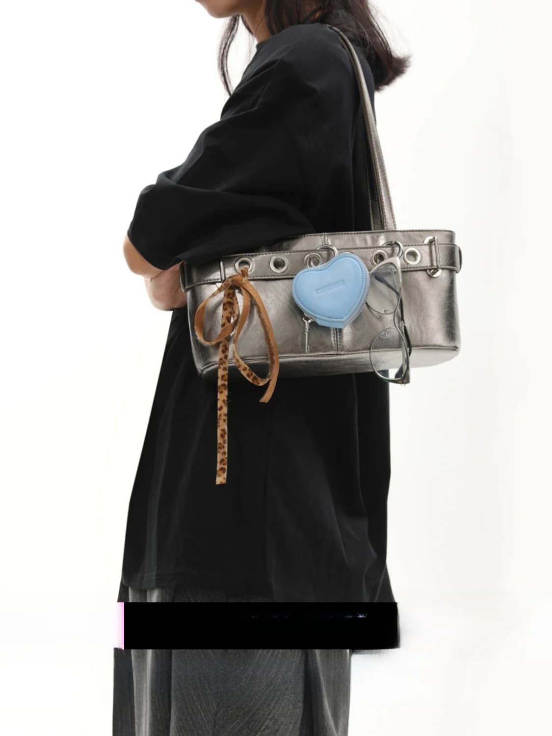 Nuova Borsa a Tracolla Primaverile Estiva di Tendenza, Grigio Canna di Fucile, Multiuso con Fori, in Pelle PU per Giovani